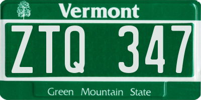 VT license plate ZTQ347