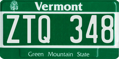 VT license plate ZTQ348