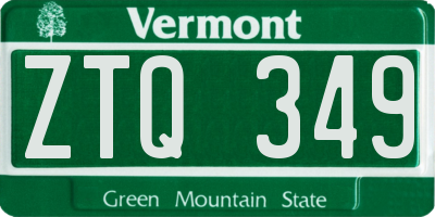 VT license plate ZTQ349