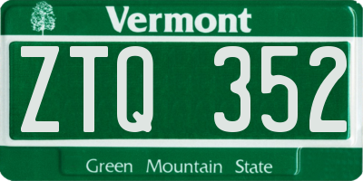 VT license plate ZTQ352
