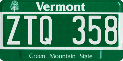 VT license plate ZTQ358