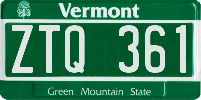 VT license plate ZTQ361
