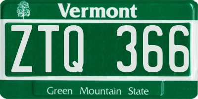 VT license plate ZTQ366