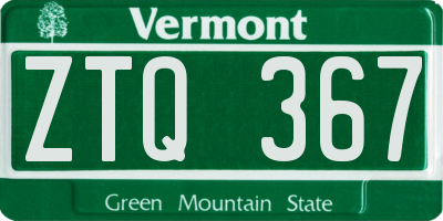 VT license plate ZTQ367