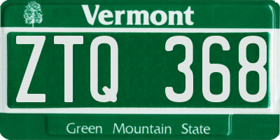 VT license plate ZTQ368