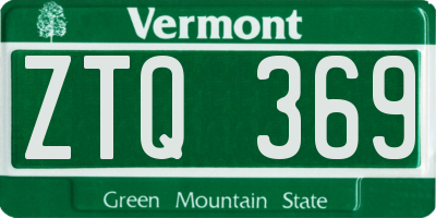 VT license plate ZTQ369
