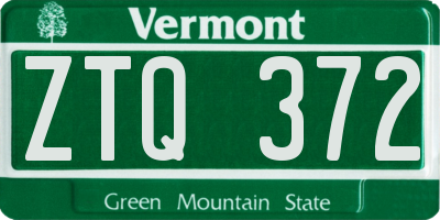 VT license plate ZTQ372