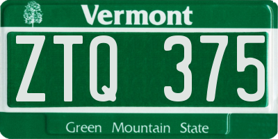 VT license plate ZTQ375