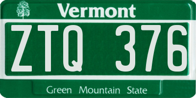 VT license plate ZTQ376