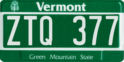 VT license plate ZTQ377