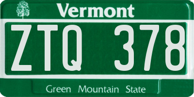 VT license plate ZTQ378