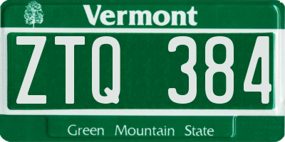 VT license plate ZTQ384