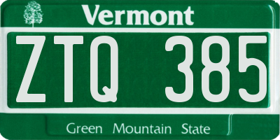 VT license plate ZTQ385