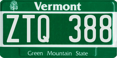 VT license plate ZTQ388