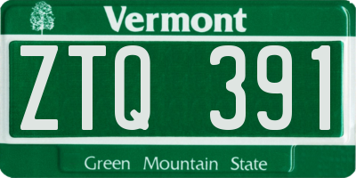 VT license plate ZTQ391