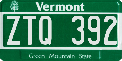 VT license plate ZTQ392