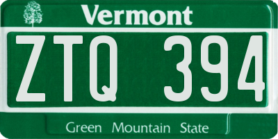 VT license plate ZTQ394