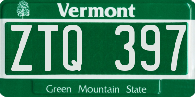 VT license plate ZTQ397