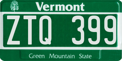 VT license plate ZTQ399