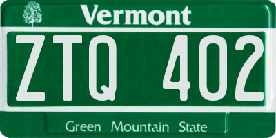 VT license plate ZTQ402
