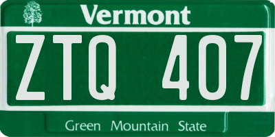 VT license plate ZTQ407