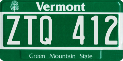 VT license plate ZTQ412