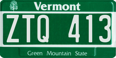 VT license plate ZTQ413