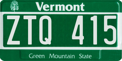 VT license plate ZTQ415