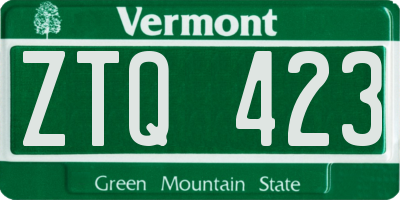 VT license plate ZTQ423