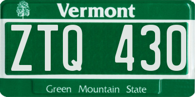 VT license plate ZTQ430