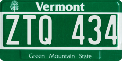VT license plate ZTQ434
