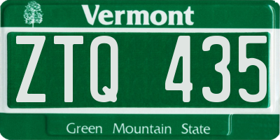VT license plate ZTQ435