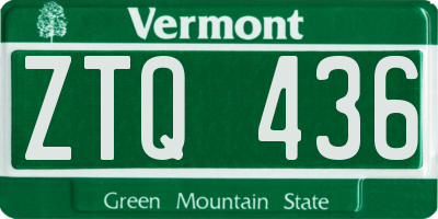 VT license plate ZTQ436