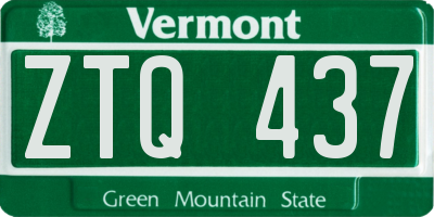 VT license plate ZTQ437