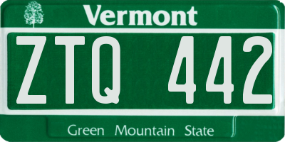 VT license plate ZTQ442