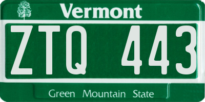 VT license plate ZTQ443