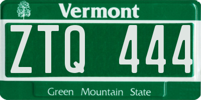 VT license plate ZTQ444