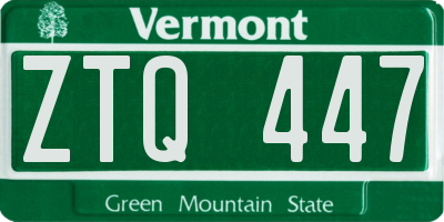 VT license plate ZTQ447