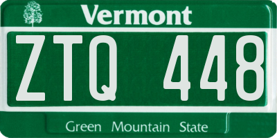 VT license plate ZTQ448