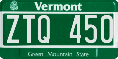 VT license plate ZTQ450