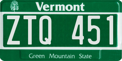VT license plate ZTQ451