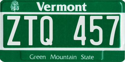 VT license plate ZTQ457