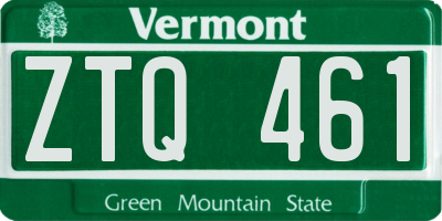 VT license plate ZTQ461