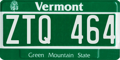 VT license plate ZTQ464