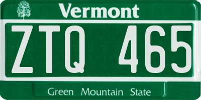VT license plate ZTQ465
