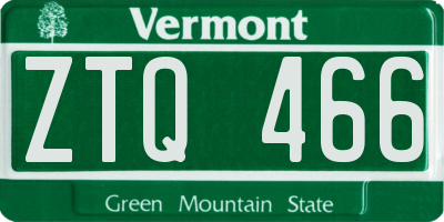 VT license plate ZTQ466