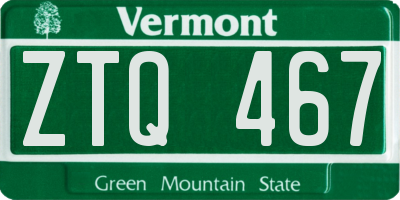 VT license plate ZTQ467