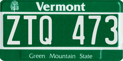 VT license plate ZTQ473