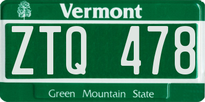 VT license plate ZTQ478