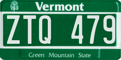 VT license plate ZTQ479
